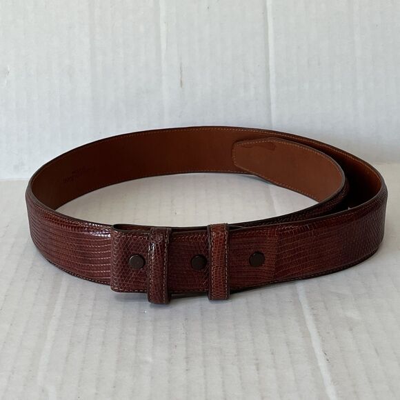 Elizabeth Rand New York Brown Genuine Lizard Belt Strap Sz M No Buckle USA Made main image 5